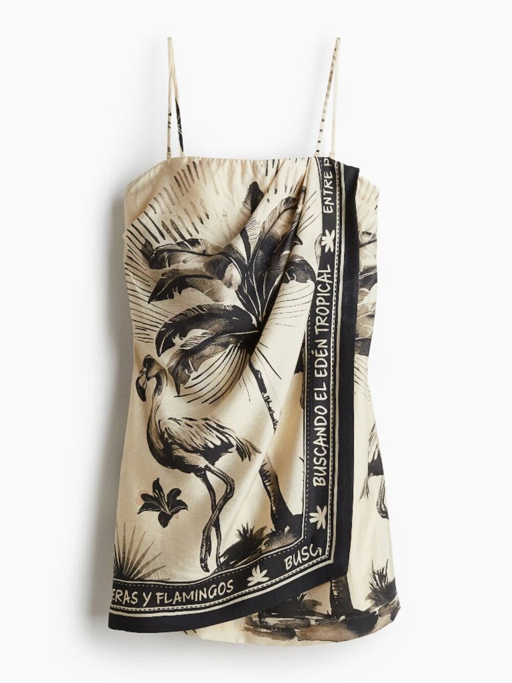 H&M Edition Draped Bandeau Mini Dress – Tropical Print – Size [ M ]